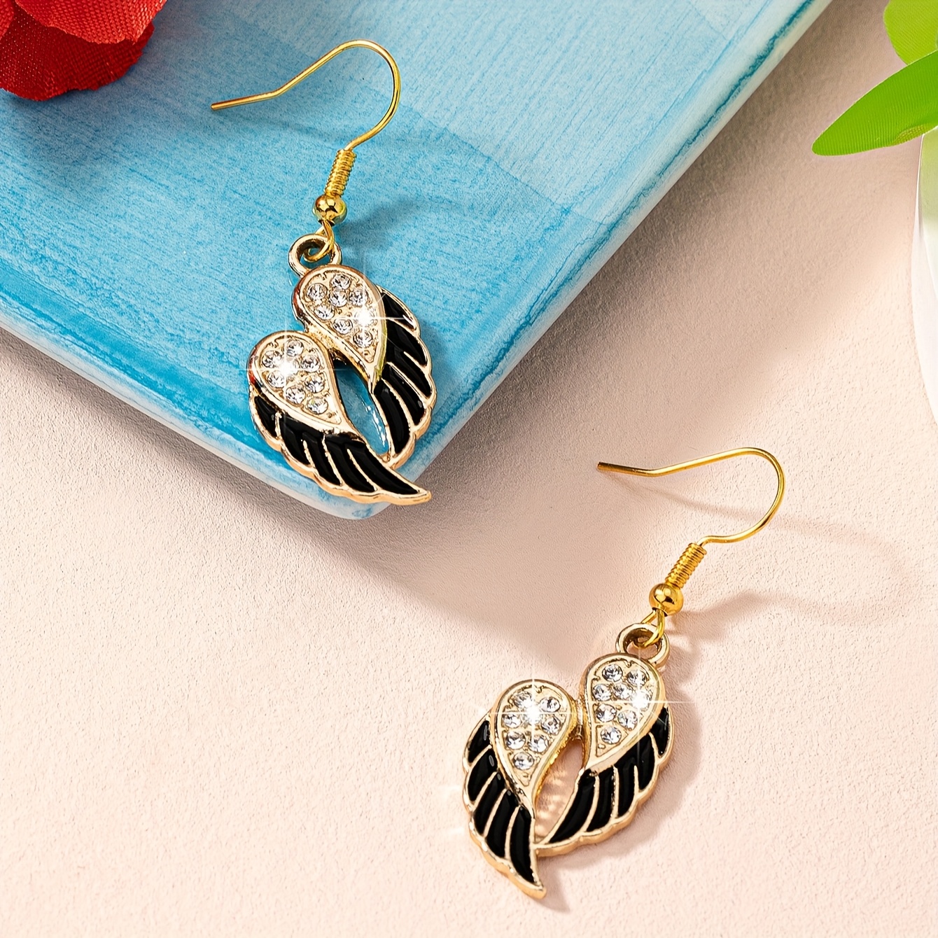 Golden Wing Earrings with Feather Charms for Festivals